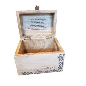 Mary & Martha Sincere Hearts Wooden Recipe Box Phil 4:19 Natural Wood U0533